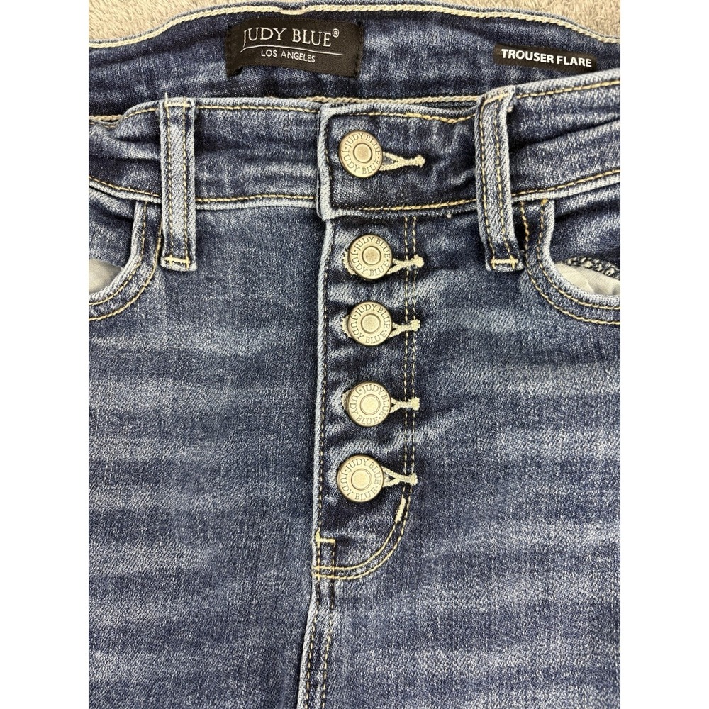 Judy Blue Trouser Flare Jeans Button Fly Dark Wash Women's 9/29 Stretch - Picture 12 of 12